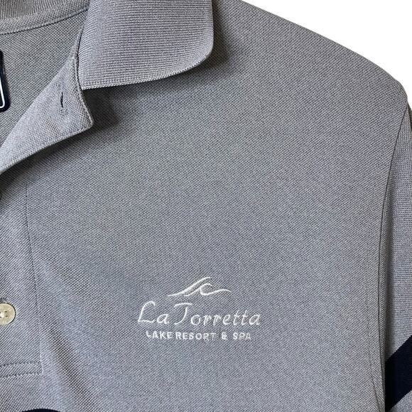 FootJoy Mens Medium Athletic Fit Gray Polo Shirt La Torretta Lake Resort & Spa - Picture 3 of 10
